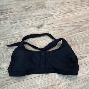 Xhilaration Black Ribbed Front-Snap Bikini Top